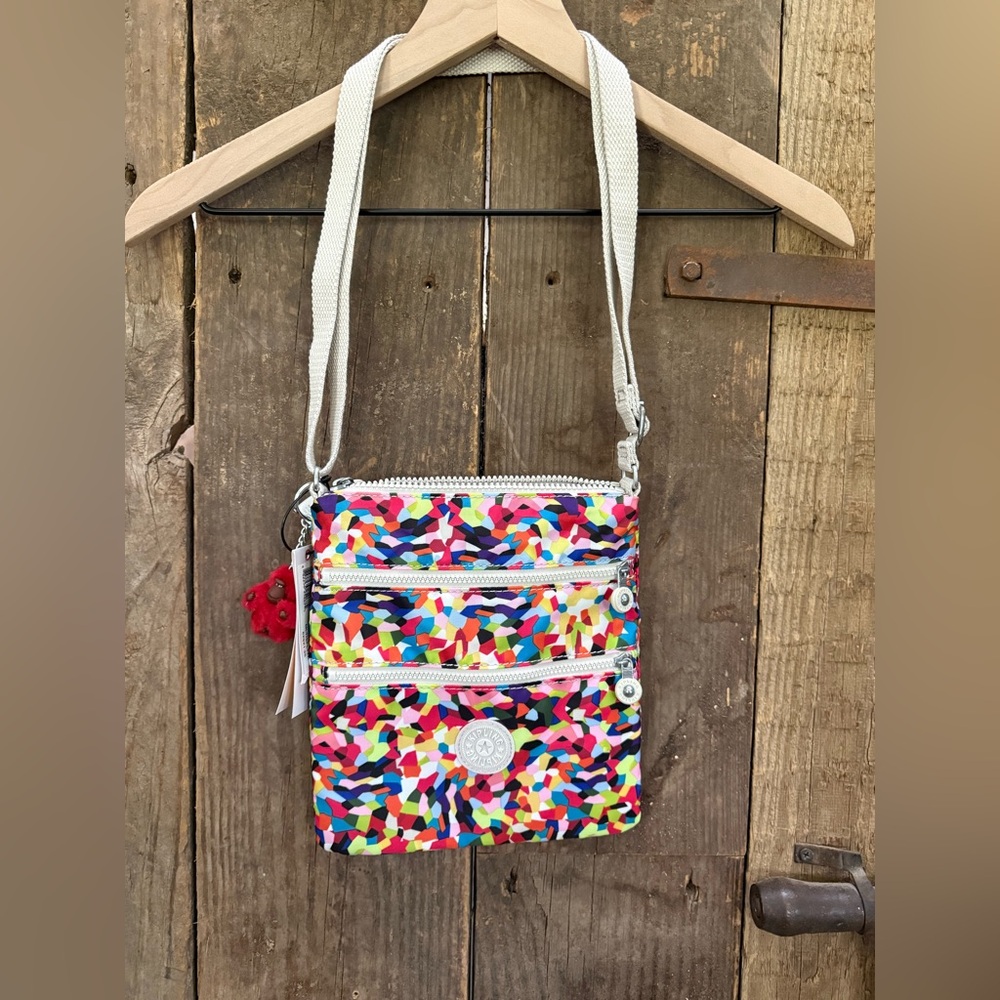 Kipling Keiko Crossbody Nylon Purse Shoulder Bag Color Burst NWT with Monkey - Picture 2 of 7